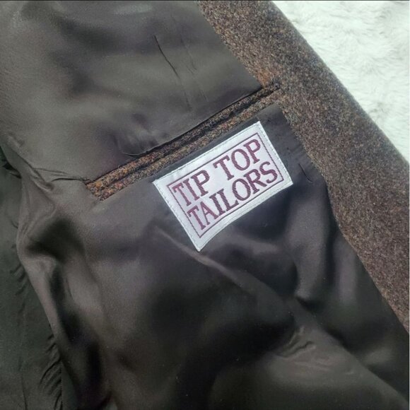 Vintage 90s Tip Top Mens Sport Coat Jacket Speckled Brown Orange Deep Pocket 40R - Picture 10 of 12